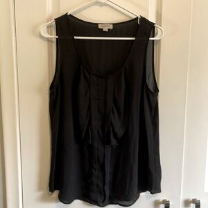 Smart Set size large black ruffle front sheer tank top